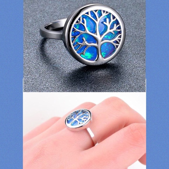 Created Opal Tree Of Life Statement Fashion Ring - Picture 3 of 6